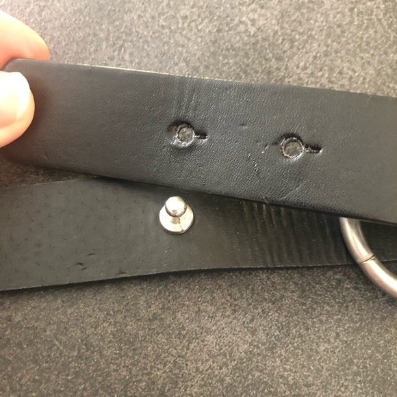 The Buckle Leather Chain Belt Black  Silver Hardware Size M/L Casual Fall - Picture 6 of 8